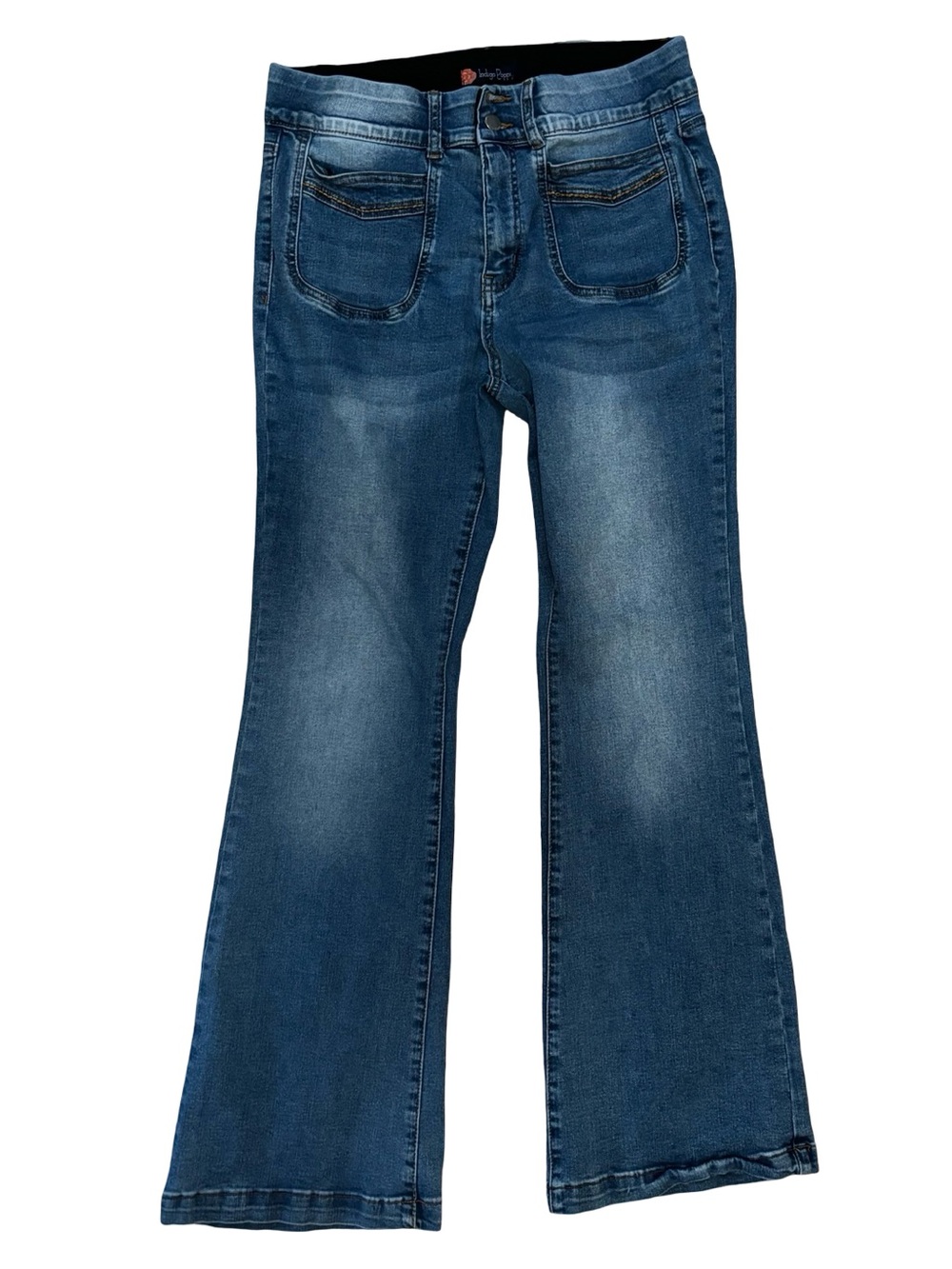 Indigo Poppy Mid-Rise Dark Blue Flare Jeans for Women